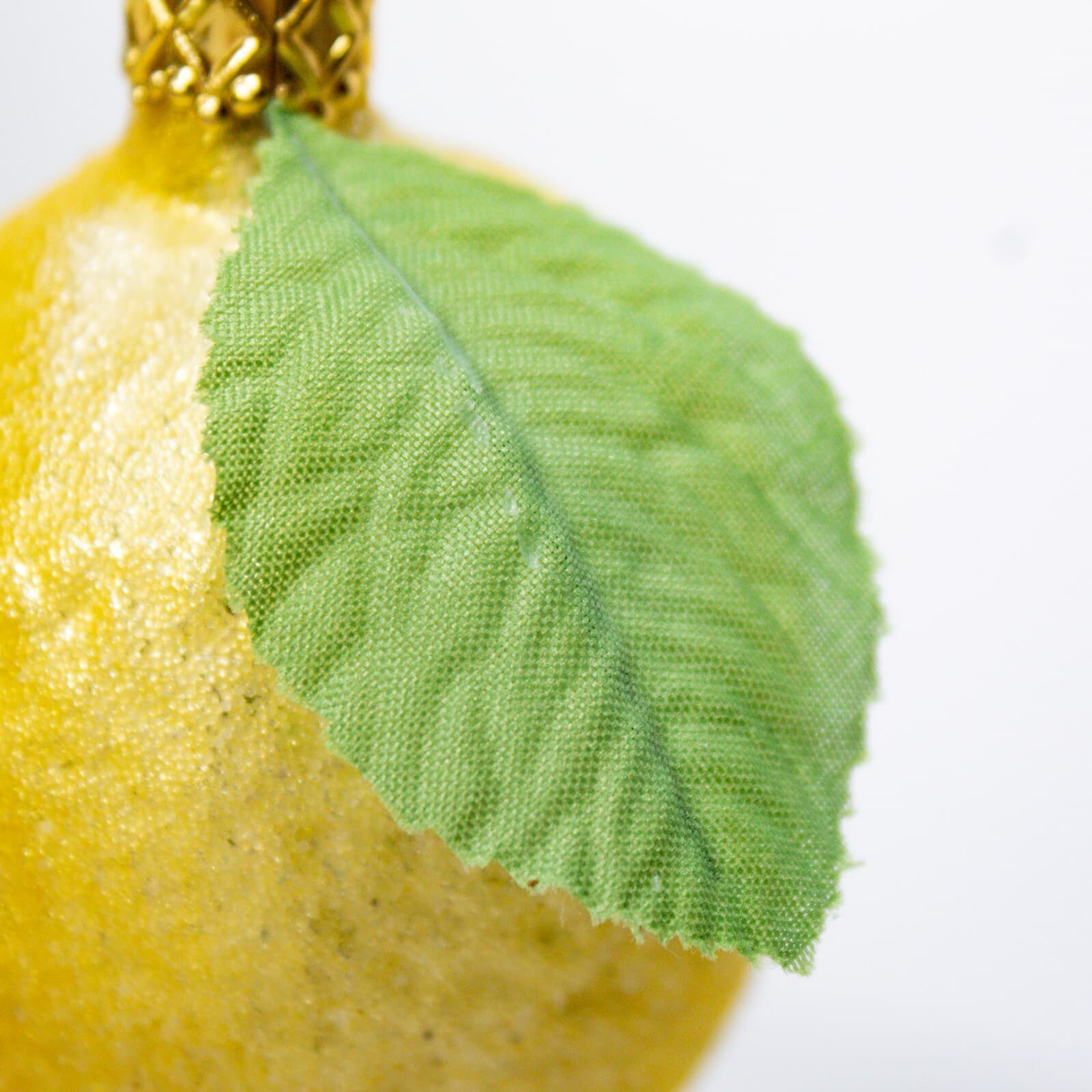 Inge Glas Germany Lemon Leaf Glittered Glass Fruit Holiday Christmas Ornament - Thumbnail 3