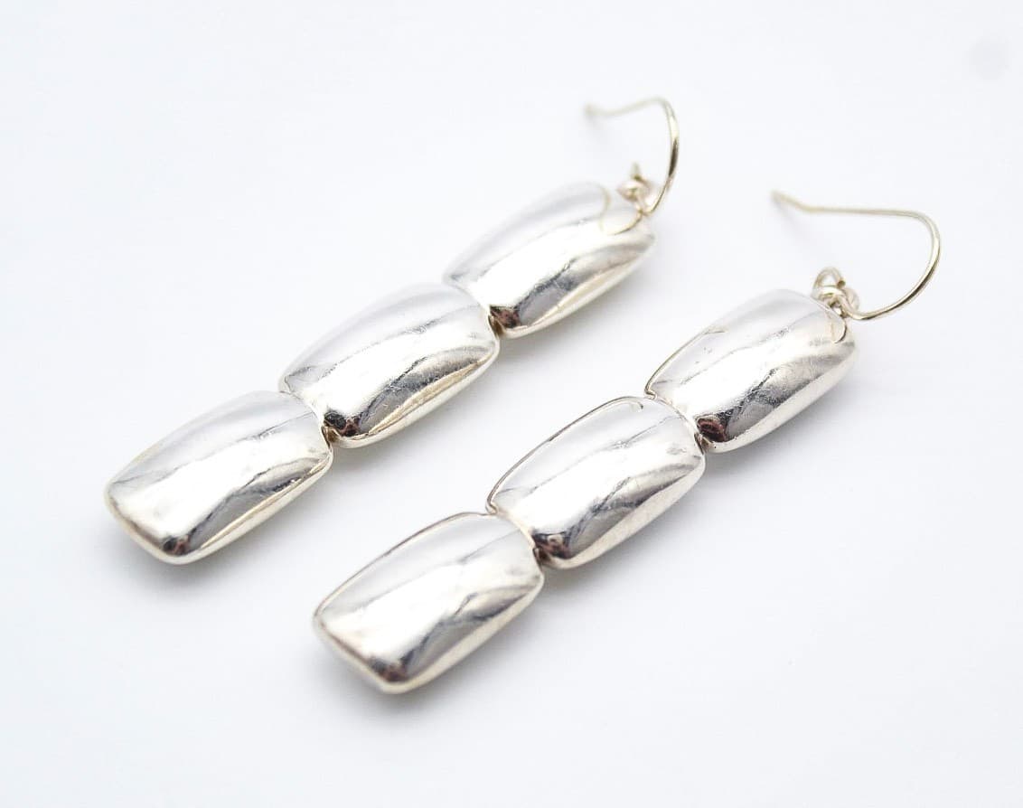 Simon Sebbag Designs Sterling Silver 3-Tier Rectangular Drop Dangle Earrings - Thumbnail 6