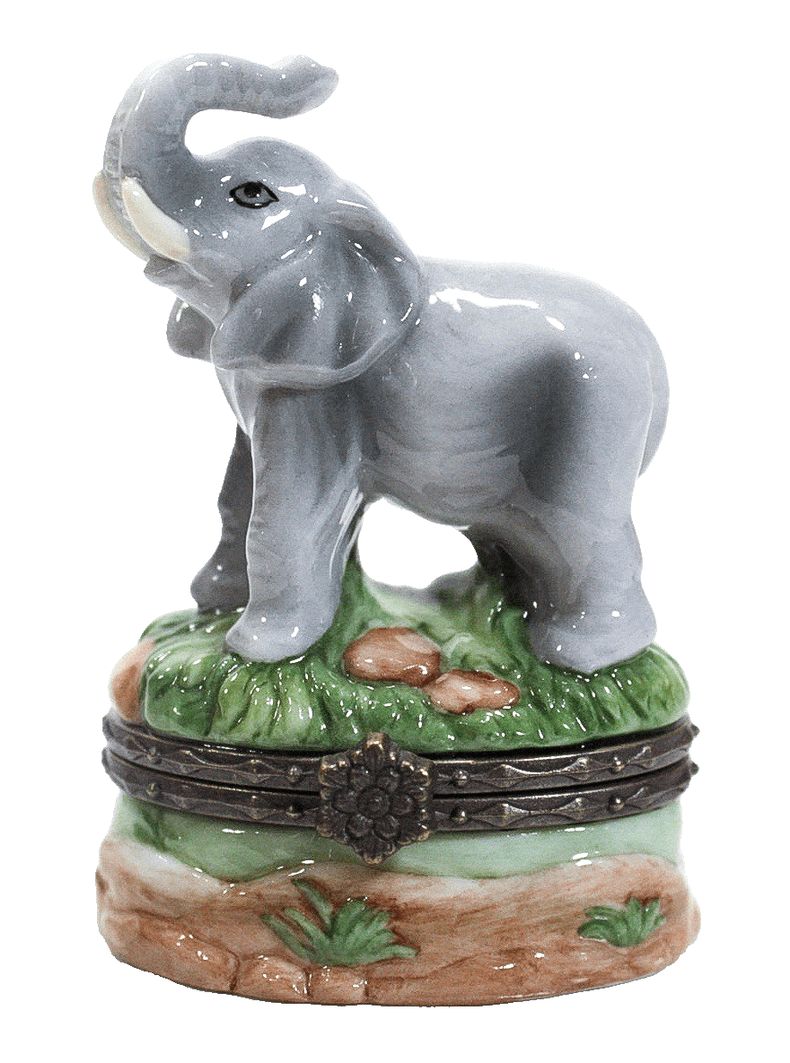 Westland 1998 Vintage Hand Painted Porcelain Elephant Hinged Trinket Box - Image 1