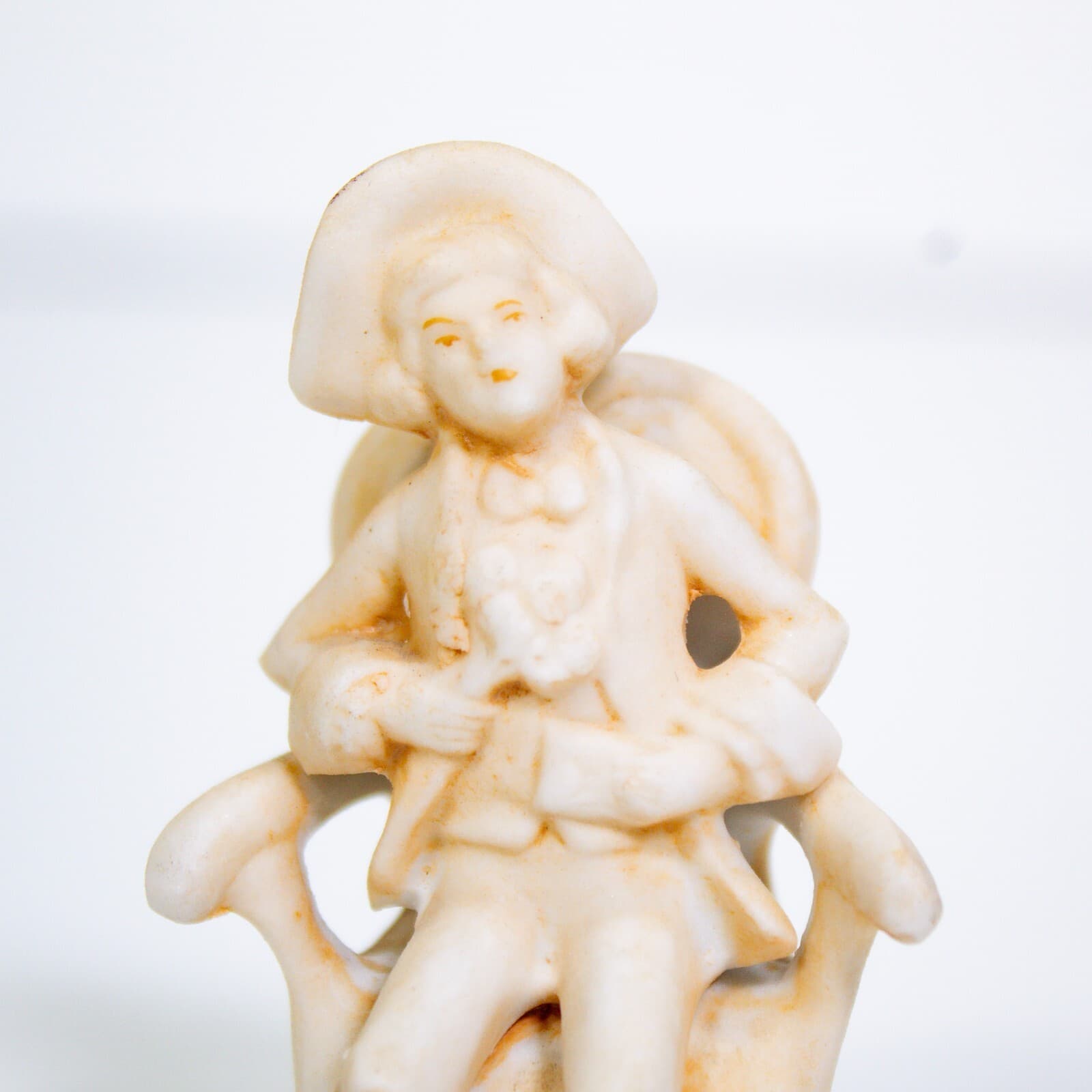 Vintage Pair Of Victorian German Bisque Sitting Man Woman Porcelain Figurines - Thumbnail 3