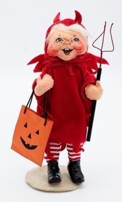 2008 ANNALEE Mobilitee Devil w/ Pumpkin Bag Costume Halloween Doll - Thumbnail 8
