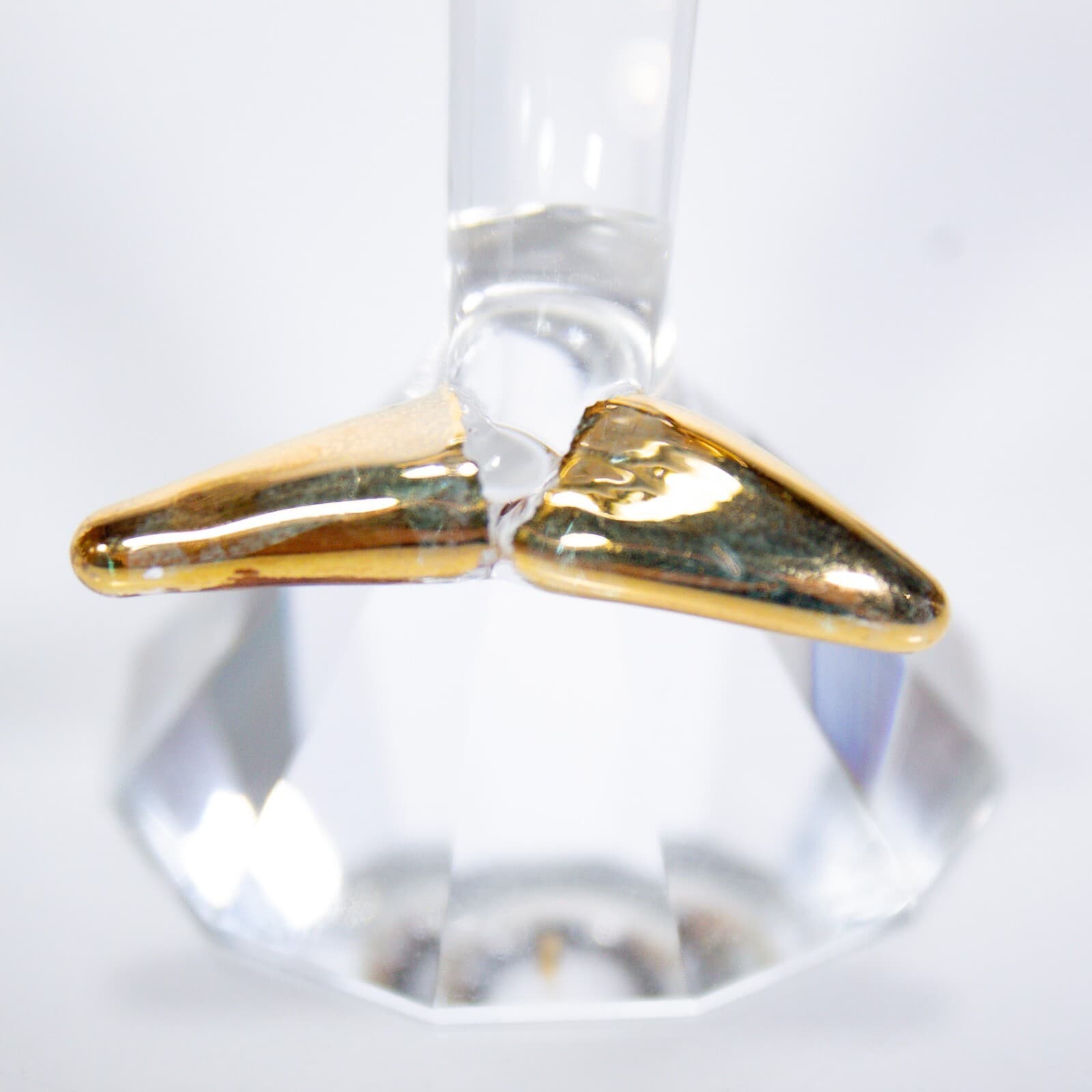 Vintage Clear Crystal Glass Collectible Gold Tone Dolphin Animal Figurine - Thumbnail 5