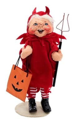 2008 ANNALEE Mobilitee Devil w/ Pumpkin Bag Costume Halloween Doll - Image 1