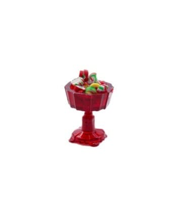 Vintage Dollhouse Miniature Handmade Peppermint Red Candy Pedestal Dish 1:12 - Image 1