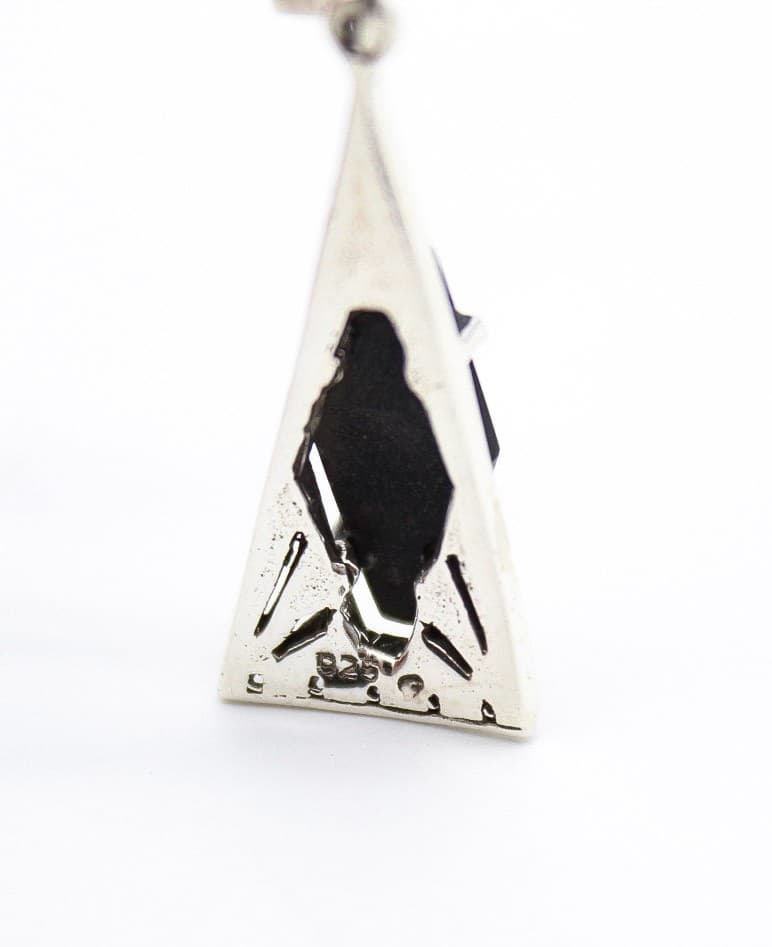 Vintage Art Deco Sterling Silver Black Onyx & Marcasite Drop Earrings - Thumbnail 5
