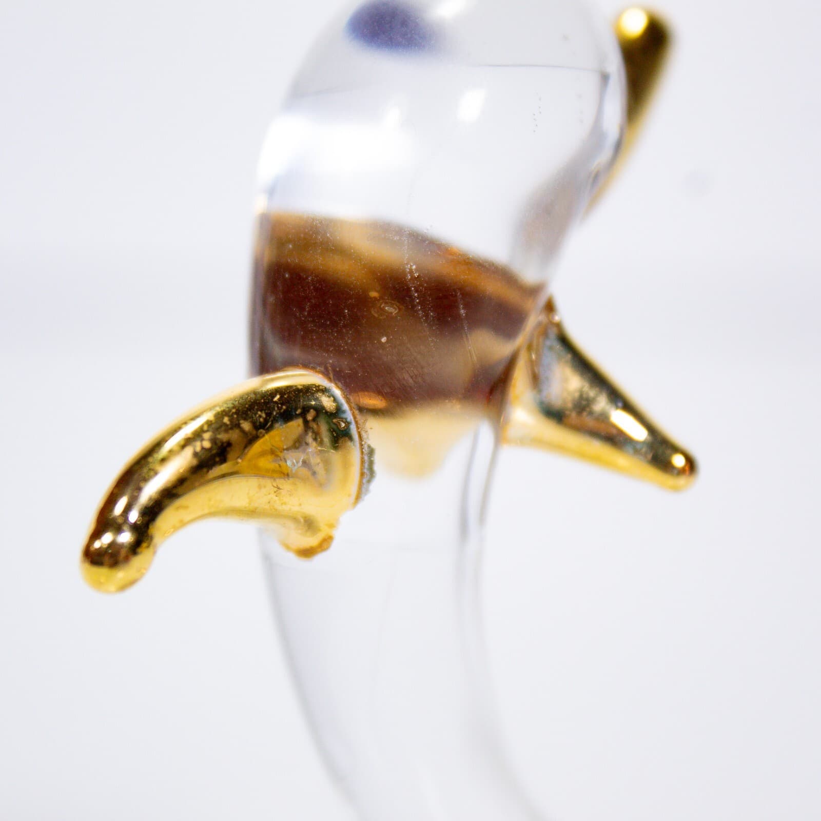 Vintage Clear Crystal Glass Collectible Gold Tone Dolphin Animal Figurine - Thumbnail 4