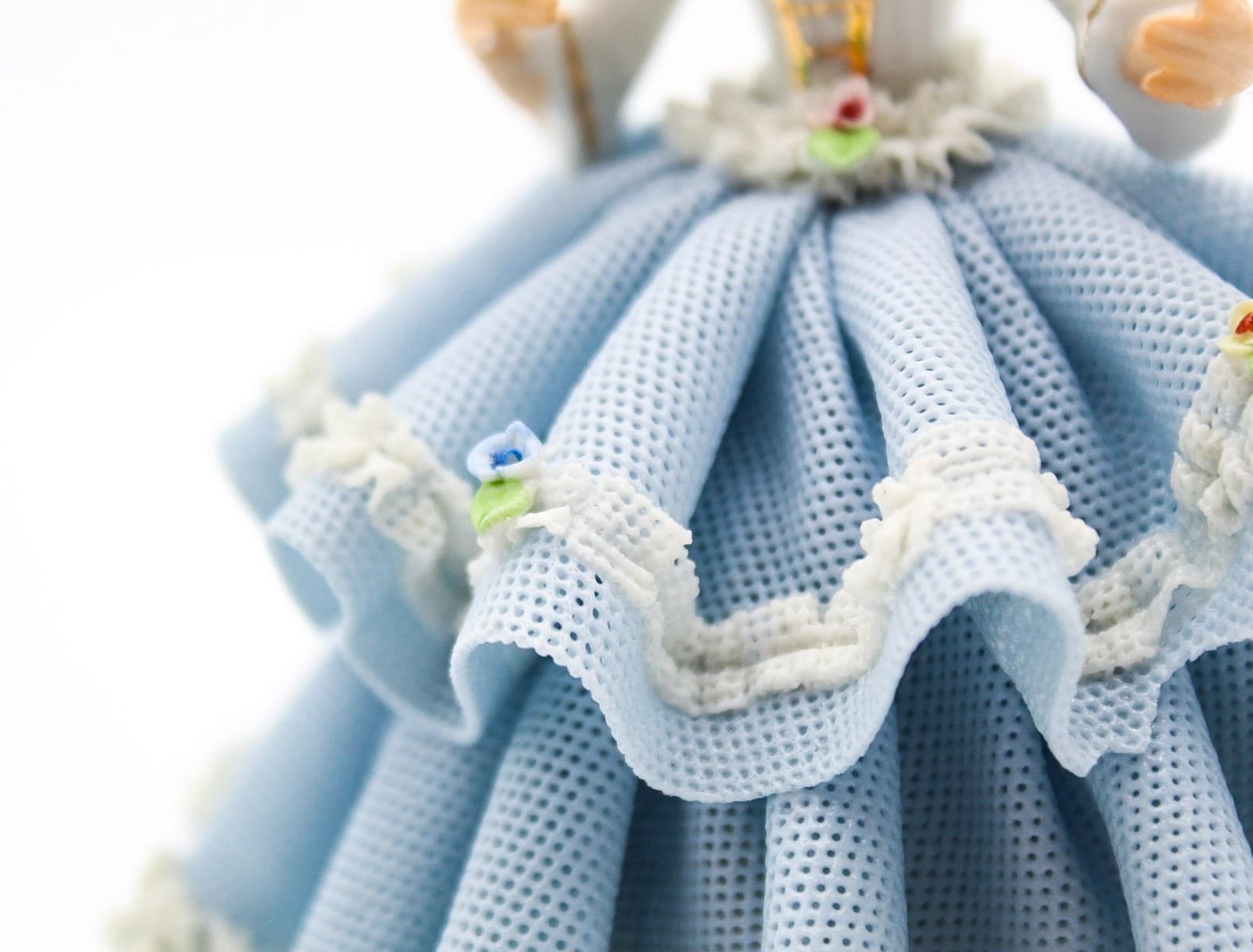 Sandizell West Germany Vintage Blue Laced Lady Dancer Floral Porcelain Figurine - Thumbnail 6