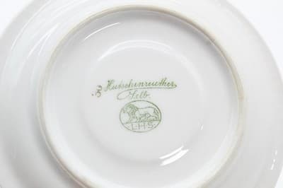 Vintage HUTSCHENREUTHER Selb Germany Green Floral Cup & Saucer - Thumbnail 6