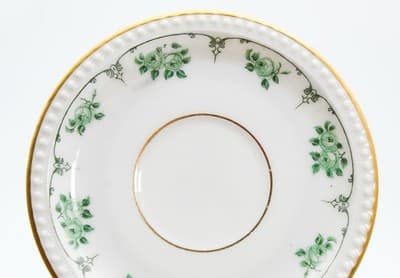 Vintage HUTSCHENREUTHER Selb Germany Green Floral Cup & Saucer - Thumbnail 5