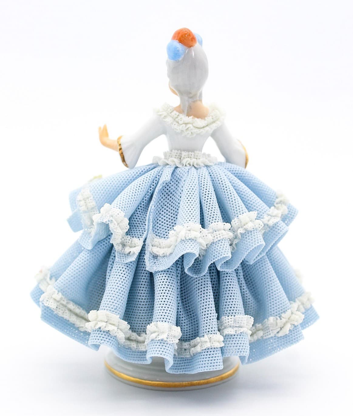 Sandizell West Germany Vintage Blue Laced Lady Dancer Floral Porcelain Figurine - Thumbnail 13