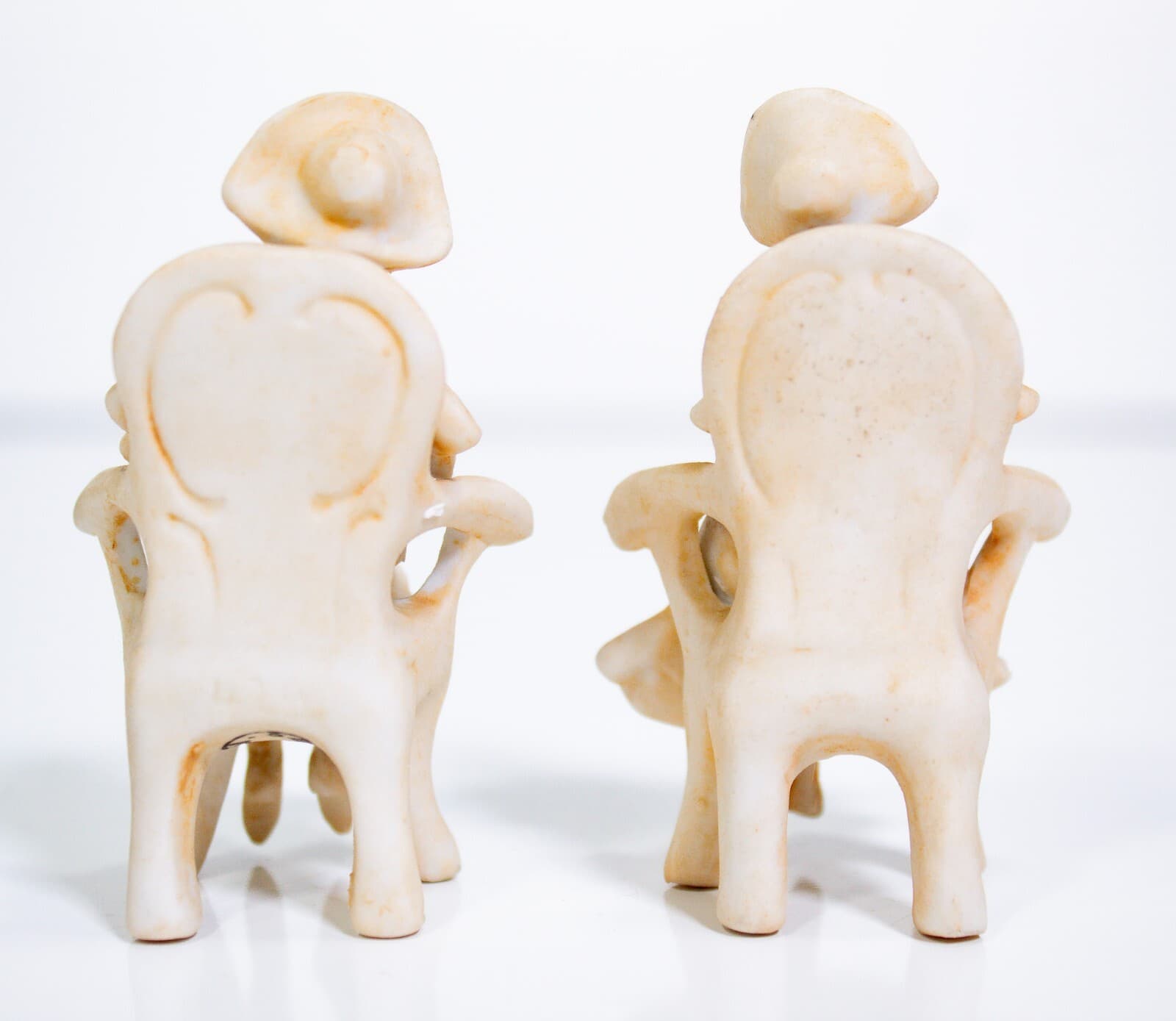 Vintage Pair Of Victorian German Bisque Sitting Man Woman Porcelain Figurines - Thumbnail 2