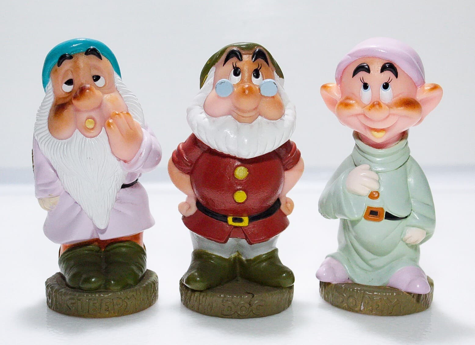 Disney Vintage Soft Plastic Snow White Dwarfs Sleepy/Doc/Dopey Decor Figures - Thumbnail 3