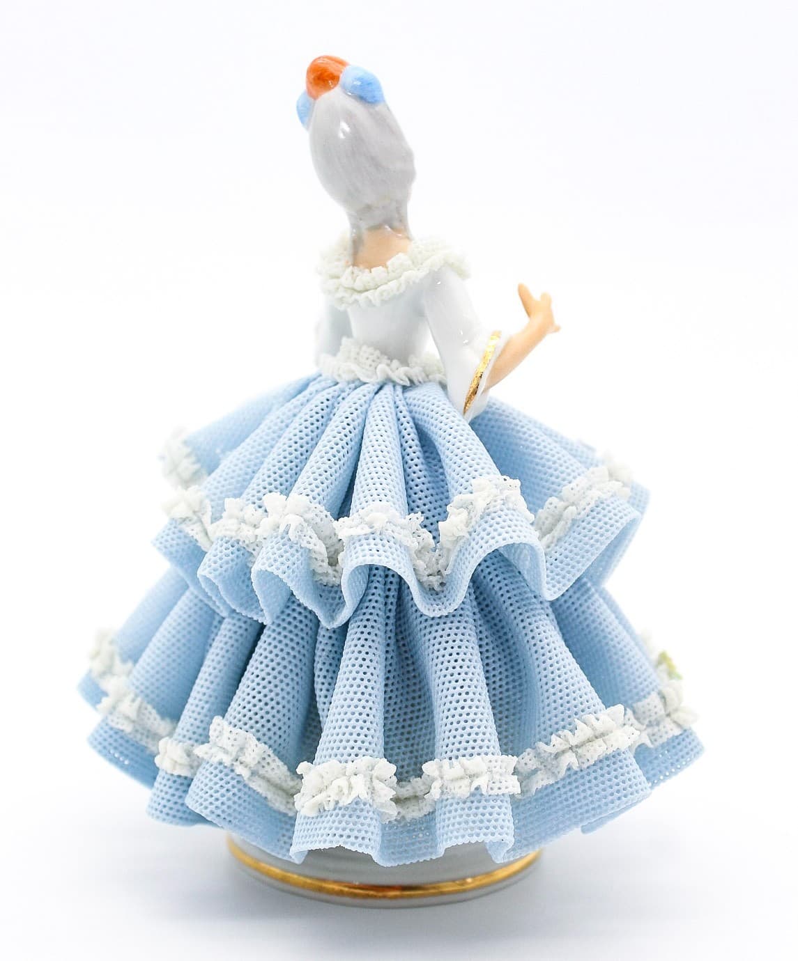 Sandizell West Germany Vintage Blue Laced Lady Dancer Floral Porcelain Figurine - Thumbnail 12