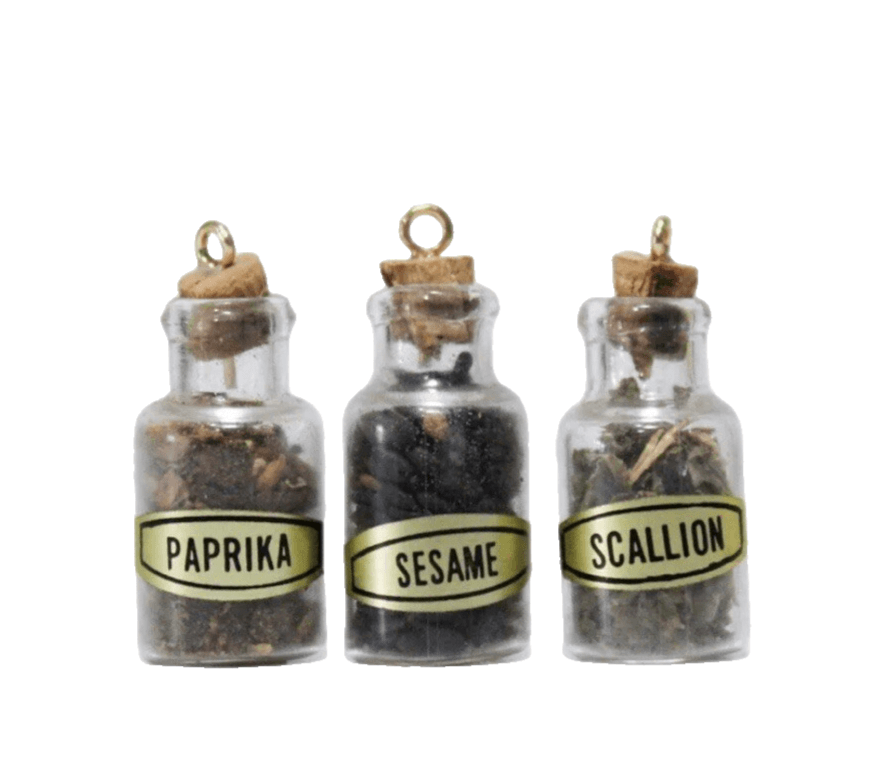 3 Vintage Artisan Dollhouse Miniature Spice Glass Jars 1:12 - Image 1