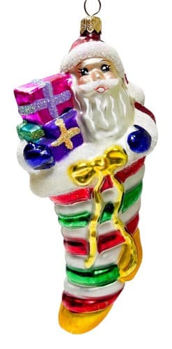 CHRISTOPHER RADKO "Put The Loot In The Boot" Santa Glass Christmas Ornament - Image 1