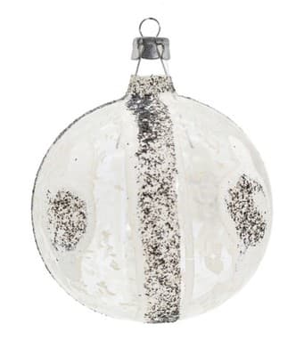 Vintage Poland Black & White Mica Glass Christmas Ornament - Image 1