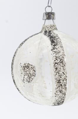 Vintage Poland Black & White Mica Glass Christmas Ornament - Thumbnail 3