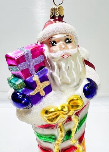CHRISTOPHER RADKO "Put The Loot In The Boot" Santa Glass Christmas Ornament - Thumbnail 2