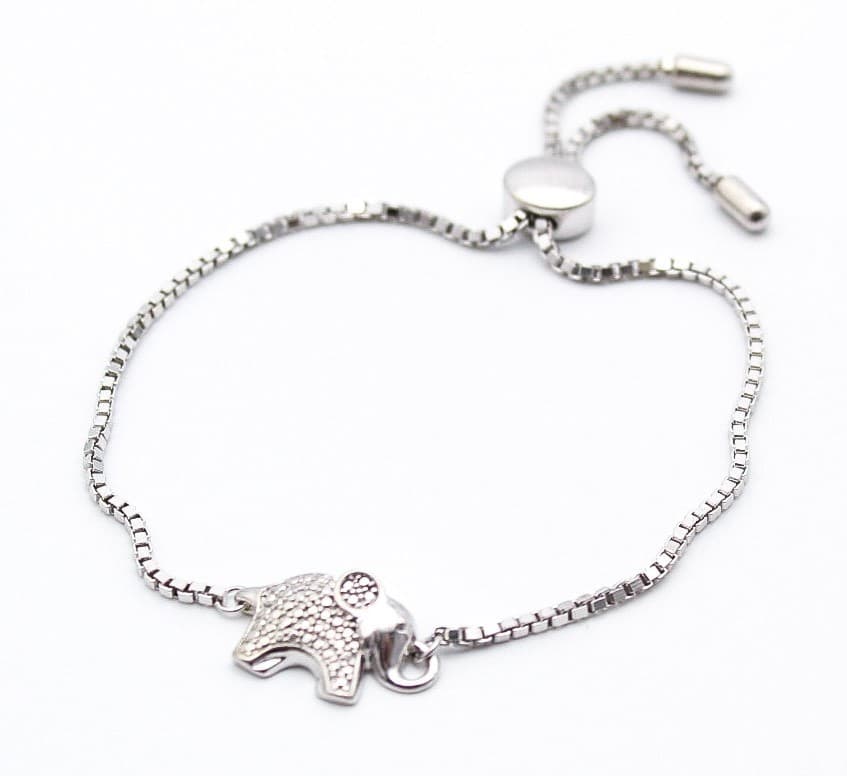 Vintage 925 Sterling Silver Adjustable Slider Box Chain Elephant Bolo Bracelet - Thumbnail 7