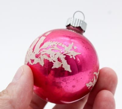 Shiny Brite Hot Pink Stencil Christmas Lights Motif Glass Christmas Ornament - Thumbnail 2