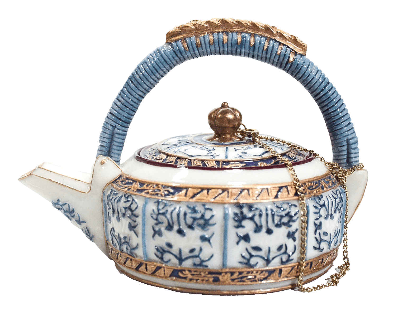 Nini Vintage Blue & White Hand Painted Porcelain Decorative Miniature Teapot - Image 1