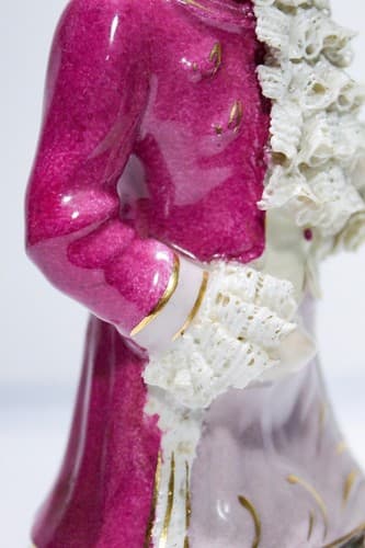Antique Chantilly Marked Hand Painted Porcelain Laced Lady Bust Sculpture - Thumbnail 8