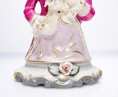 Antique Chantilly Marked Hand Painted Porcelain Laced Lady Bust Sculpture - Thumbnail 6