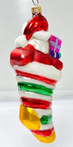 CHRISTOPHER RADKO "Put The Loot In The Boot" Santa Glass Christmas Ornament - Thumbnail 3