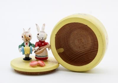 Vintage Made In Italy Hand Painted Wood Musician Easter Rabbits Trinket Box - Thumbnail 8