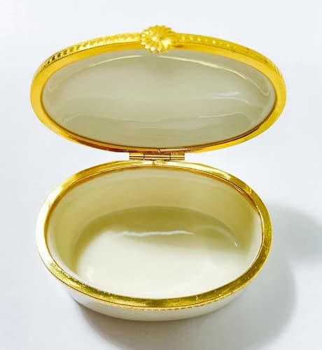 Lenox Vintage Handcrafted Oval Pink Rose Hinged Trinket Porcelain Box - Thumbnail 5