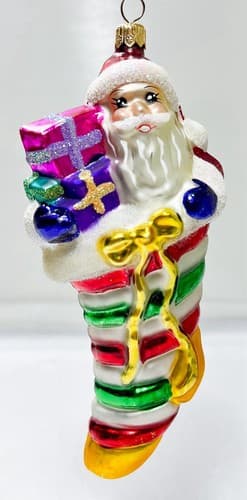 CHRISTOPHER RADKO "Put The Loot In The Boot" Santa Glass Christmas Ornament - Thumbnail 8