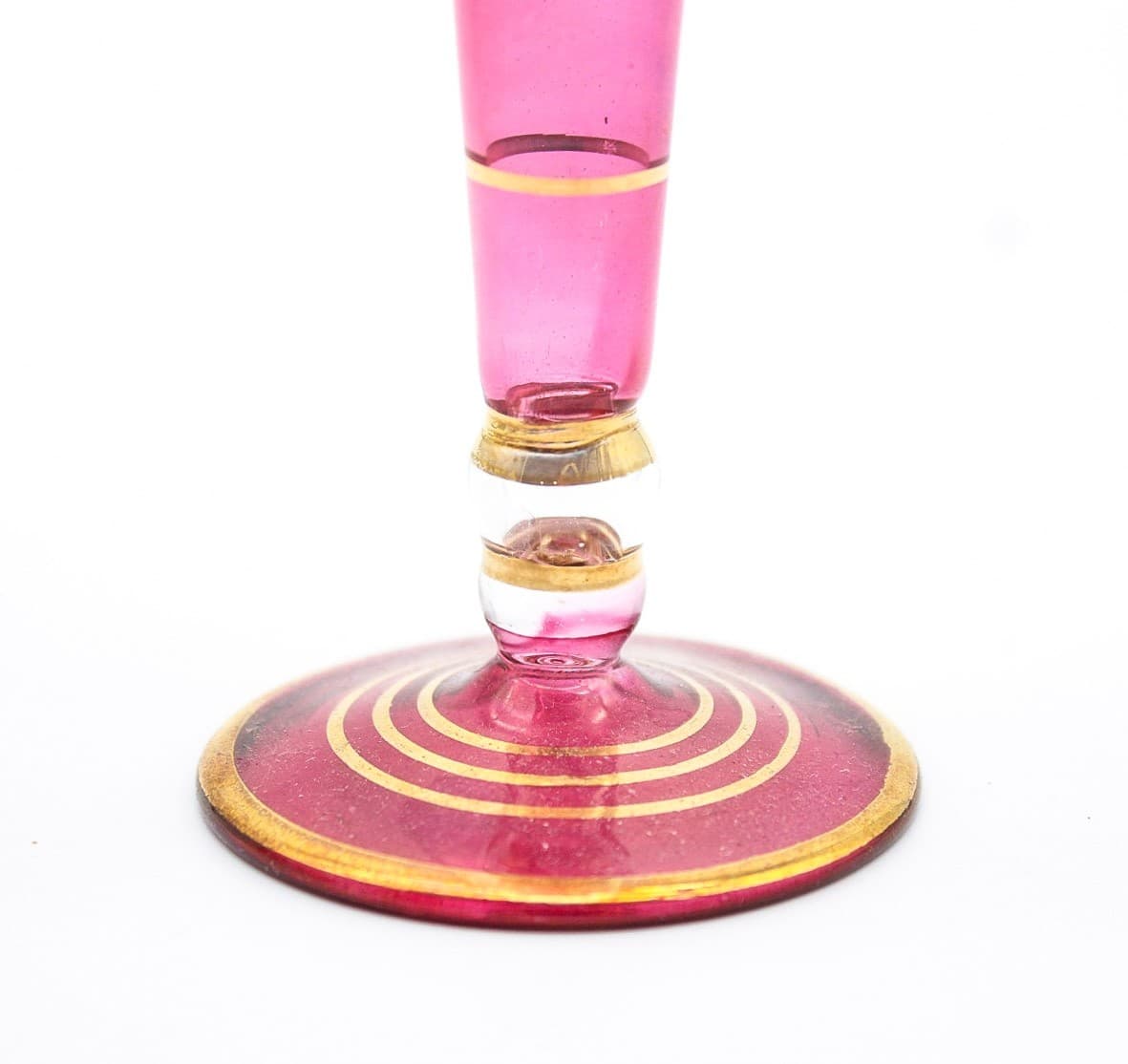Vintage Floral Hand-Blown Egyptian Pink & Gold Glass Perfume Bottle - Thumbnail 6