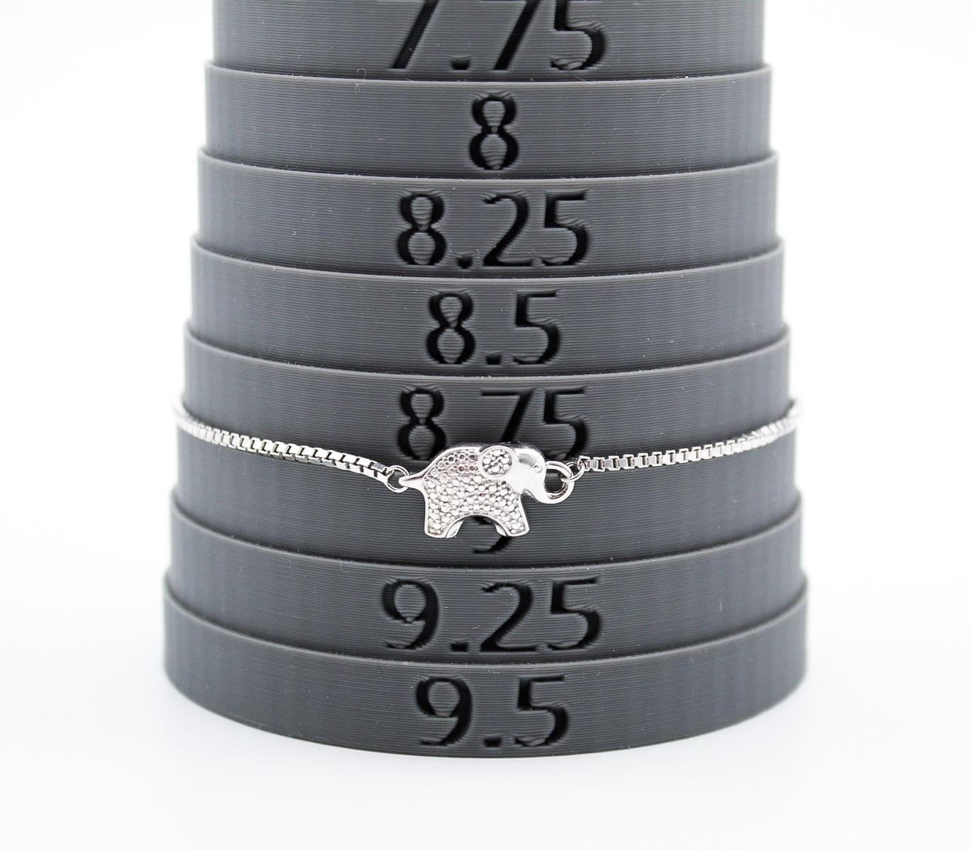 Vintage 925 Sterling Silver Adjustable Slider Box Chain Elephant Bolo Bracelet - Thumbnail 6