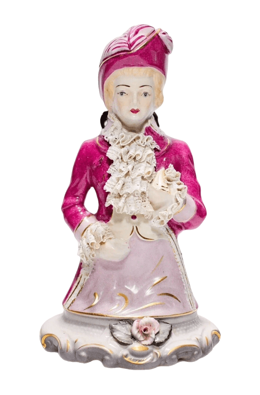 Antique Chantilly Marked Hand Painted Porcelain Laced Lady Bust Sculpture - Image 1