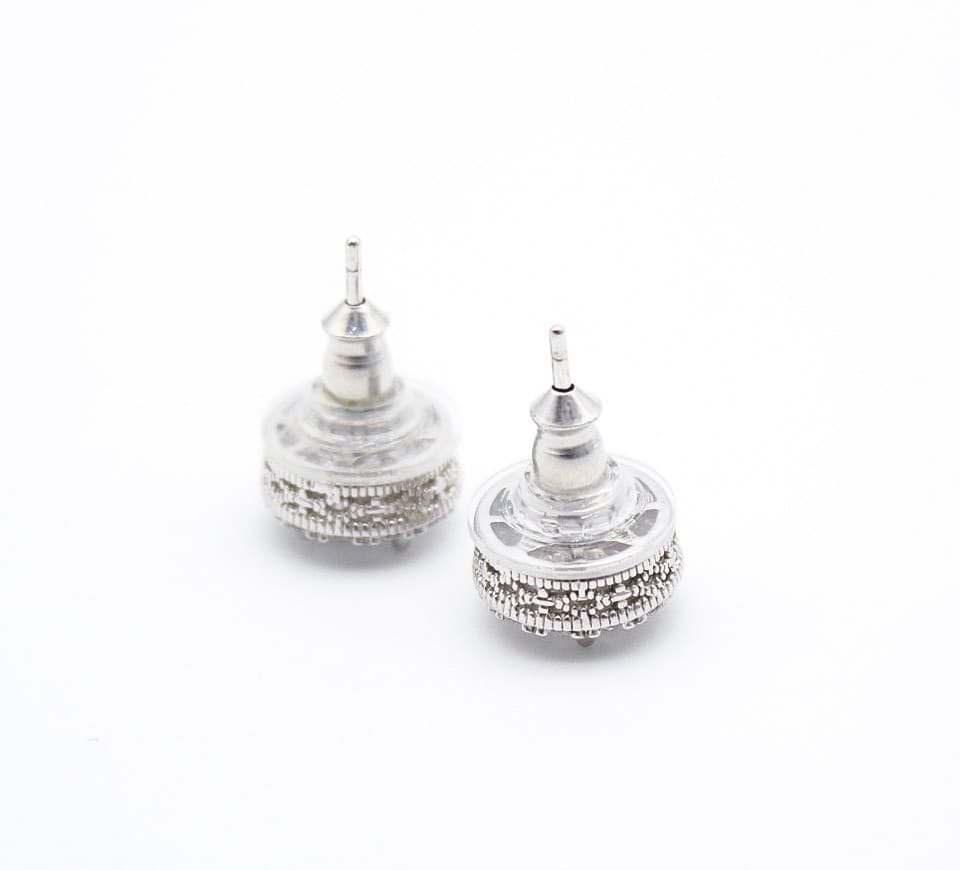 Vintage 925 Sterling Silver Round Halo Stud Earrings Cubic Zirconia Pave 7mm - Thumbnail 6