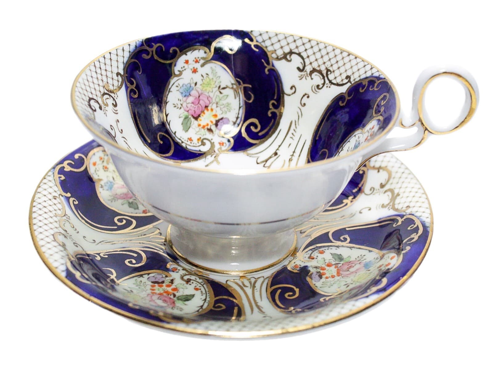REGENT FENTON Antique England Fine Bone China Floral Gold Gilt Cup & Saucer - Image 1