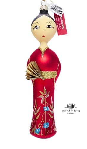 Vintage PIER 1 IMPORTS Italy Blown Glass Spanish Dancer Christmas Ornament RARE - Image 1