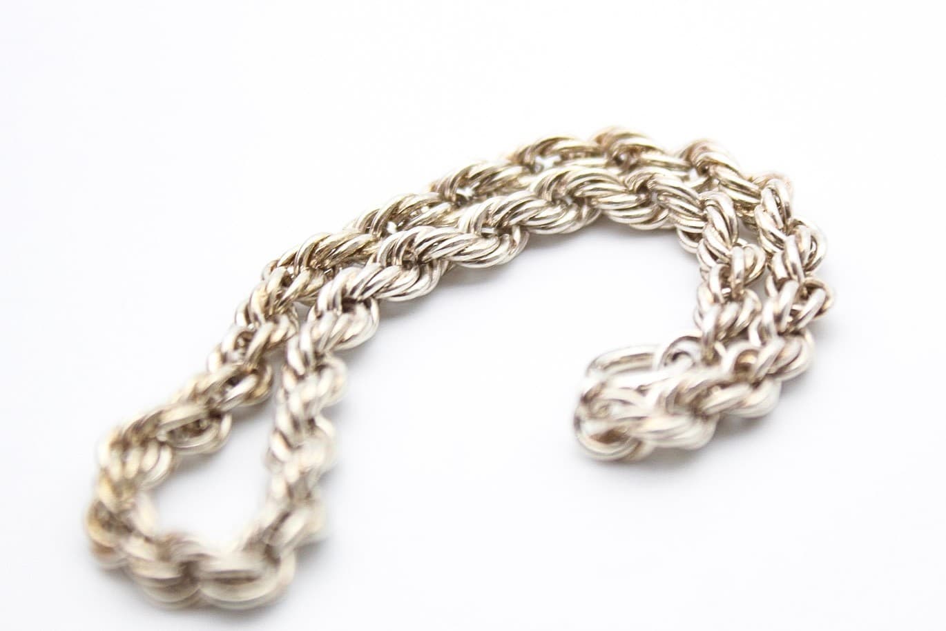 Vintage Italian 925 Sterling Silver Twisted Rope Bracelet 7" - Thumbnail 5