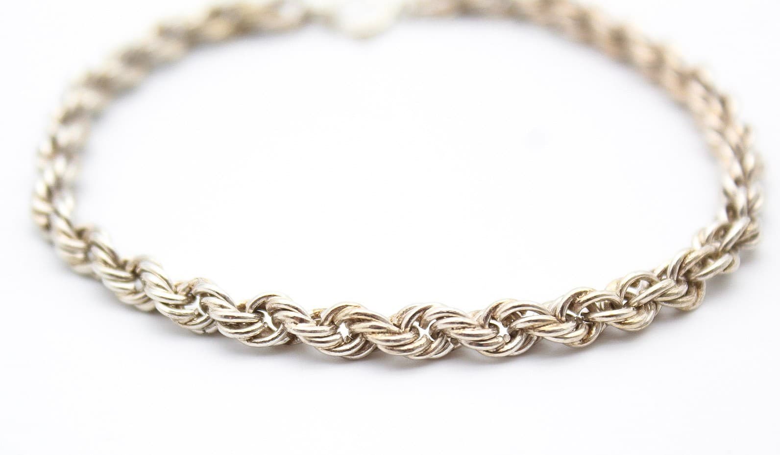 Vintage Italian 925 Sterling Silver Twisted Rope Bracelet 7" - Thumbnail 2