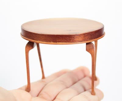 Vintage Handcrafted Miniature Dollhouse Natural Wood End Table Furniture 1:12 - Thumbnail 2