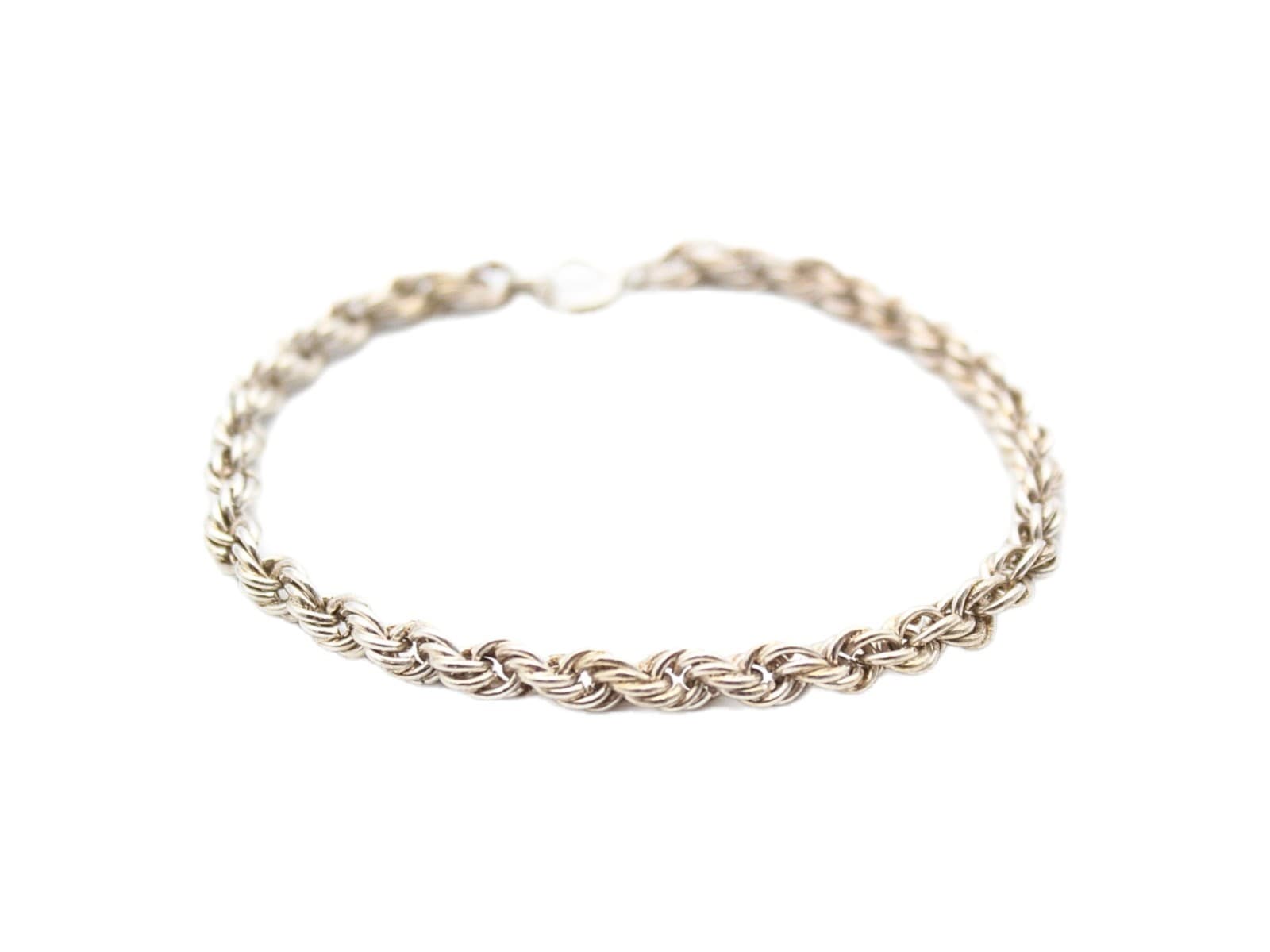 Vintage Italian 925 Sterling Silver Twisted Rope Bracelet 7" - Image 1