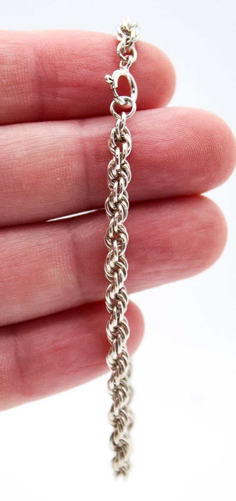Vintage Italian 925 Sterling Silver Twisted Rope Bracelet 7" - Thumbnail 3
