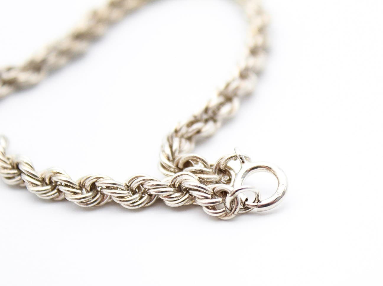Vintage Italian 925 Sterling Silver Twisted Rope Bracelet 7" - Thumbnail 4