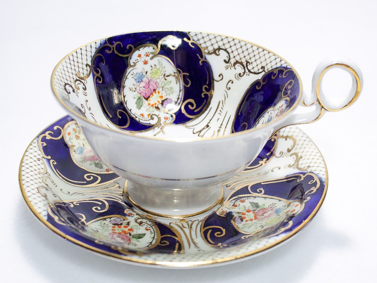 REGENT FENTON Antique England Fine Bone China Floral Gold Gilt Cup & Saucer - Thumbnail 8