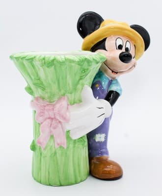 Disney 2000 Welcomes Mickey Mouse Ceramic Gardener Vase Planter Vintage - Thumbnail 2