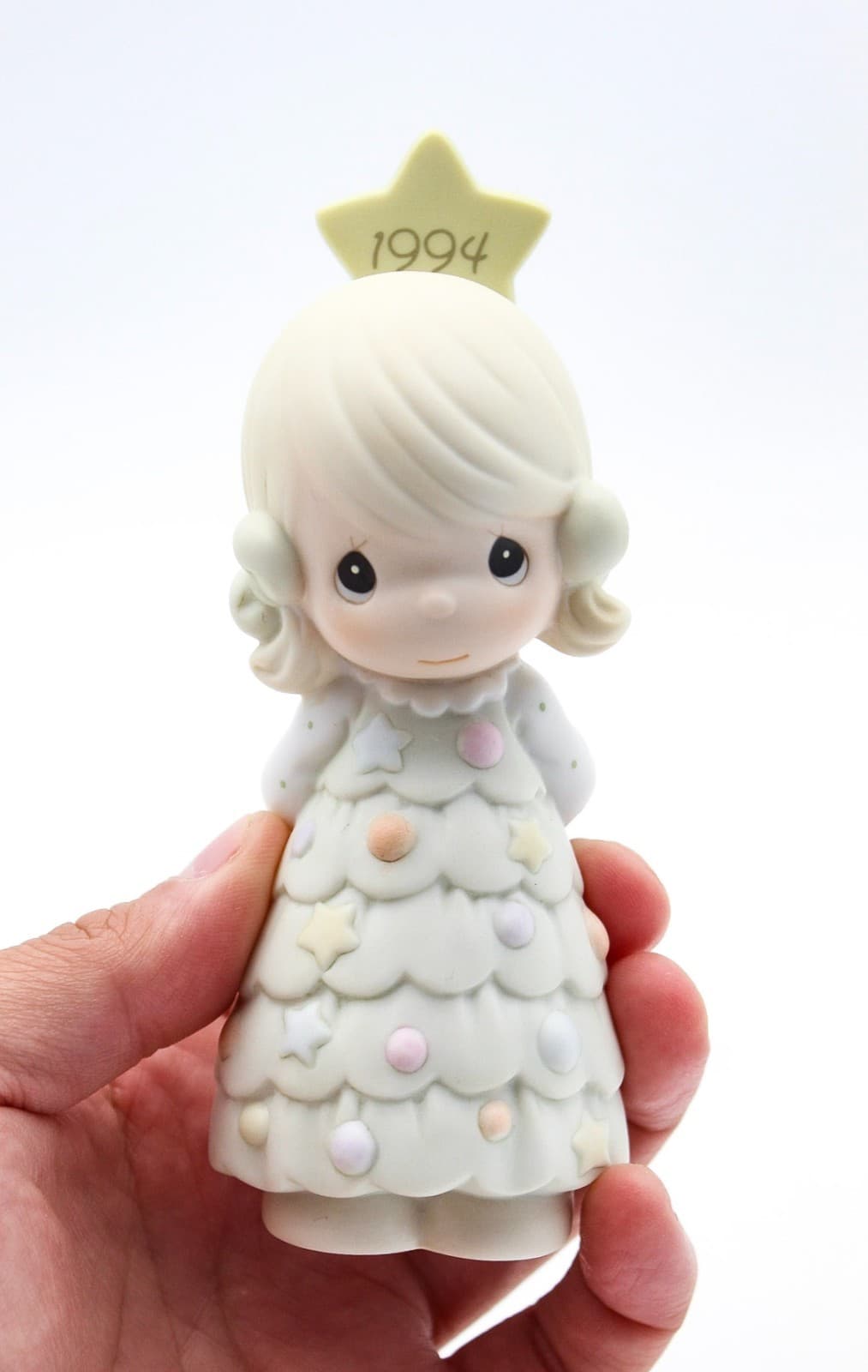 Precious Moments You're as Pretty As A Christmas Tree Porcelain Figurine 1994 - Thumbnail 7