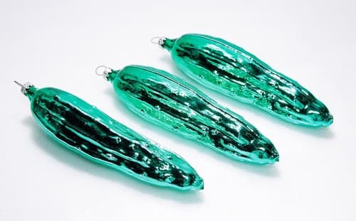 3 Vintage Germany Green Pickles Cucumbers Vegetable Glass Christmas Ornaments - Thumbnail 5