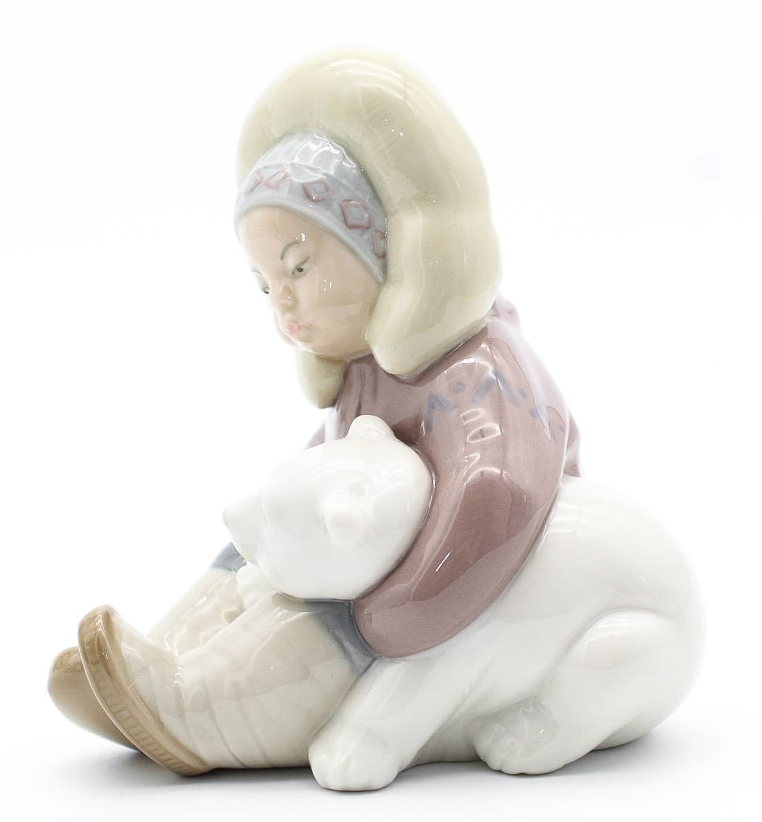 Lladro Eskimo Playing Polar Bear #1195 Porcelain Figure In Box By Juan Huerta - Thumbnail 6
