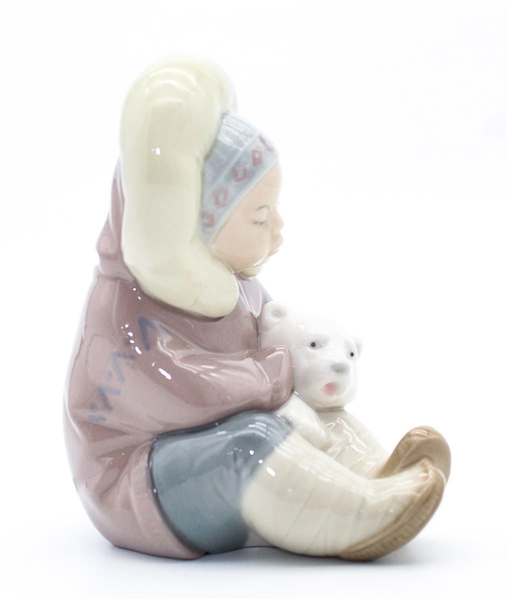 Lladro Eskimo Playing Polar Bear #1195 Porcelain Figure In Box By Juan Huerta - Thumbnail 4