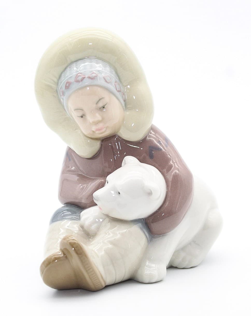 Lladro Eskimo Playing Polar Bear #1195 Porcelain Figure In Box By Juan Huerta - Thumbnail 10